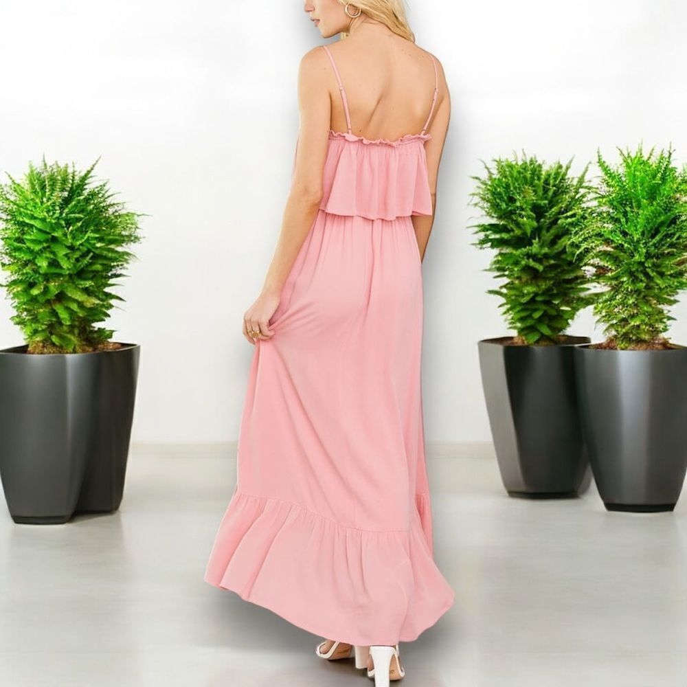LULUS Women’s Sincerely Yours Blush Pink Ruffled Midi Dress in the Size Small - Picture 4 of 16